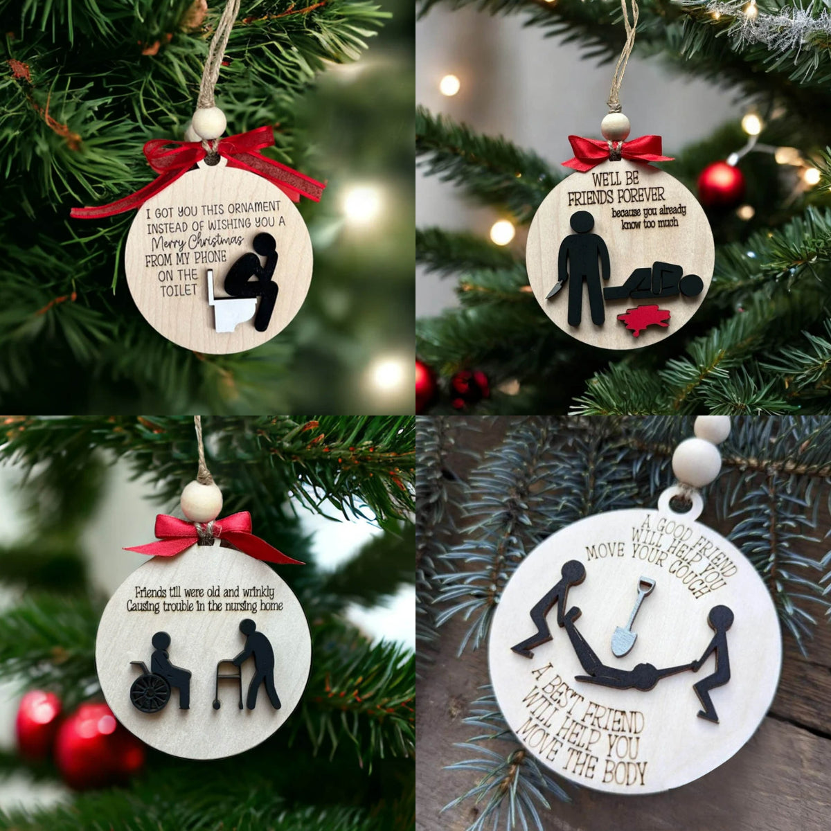 🔥Christmas pre-sale 50% OFF🎁✨Funny Wooden Friendship Christmas ornament❤