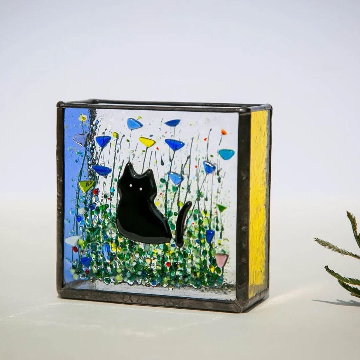 Cats lover gift, Cute Glass Cat Vase