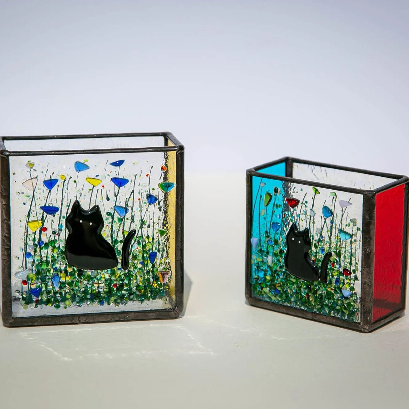 Cats lover gift, Cute Glass Cat Vase