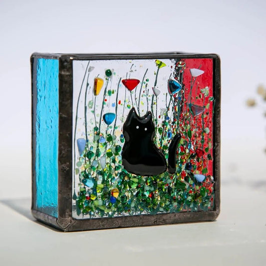 Cats lover gift, Cute Glass Cat Vase