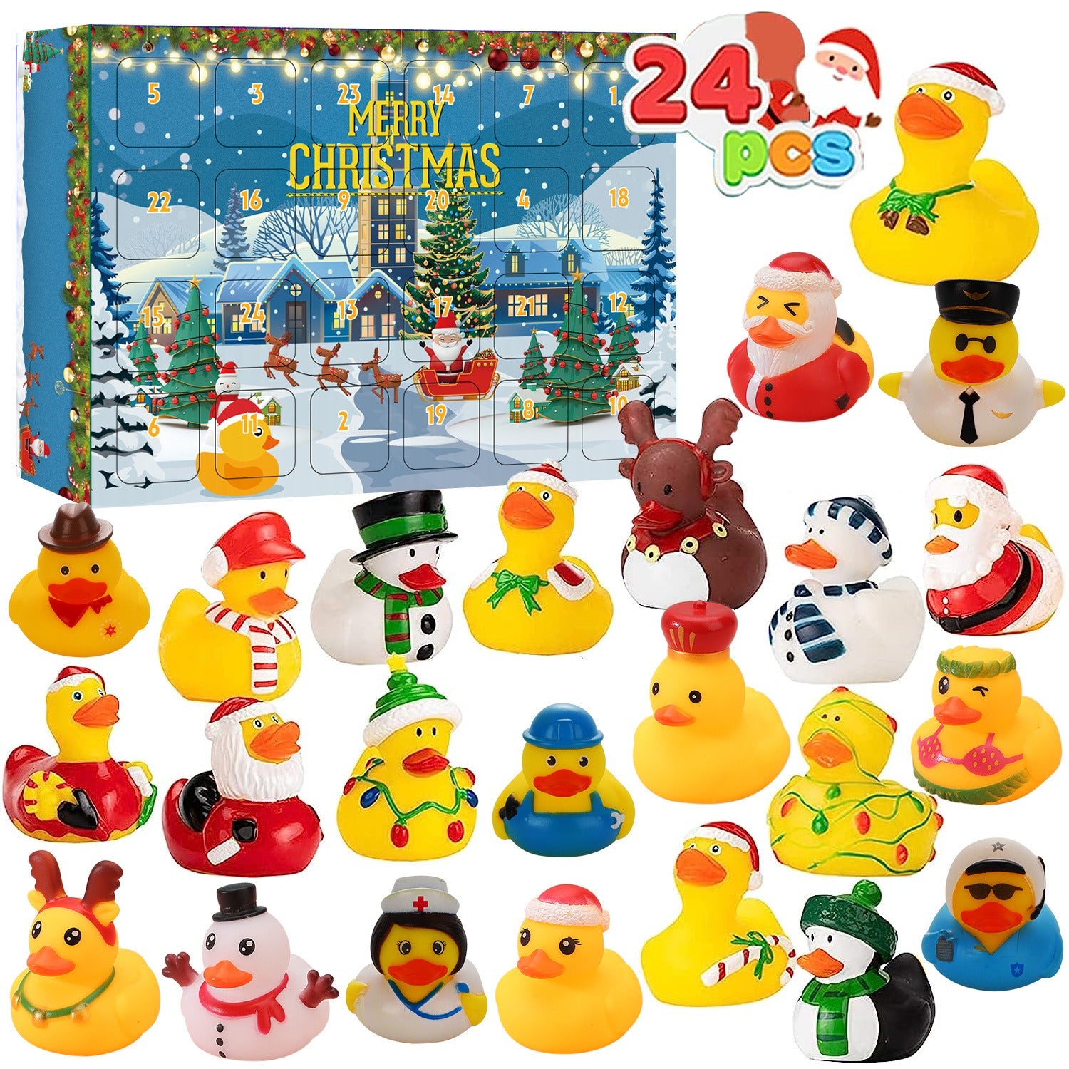 24 Pcs Countdown Christmas Rubber Ducks Advent Calendar Main image