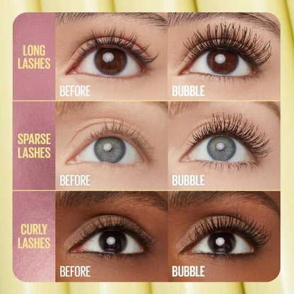 Bubble Washable Mascara, Buildable Mascara Volume and Length Formula for Bold, Separated Lashes