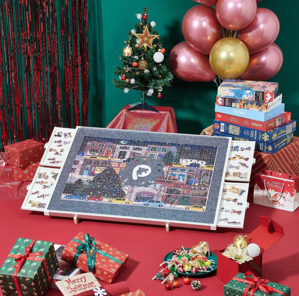 💥Clearance Sale🚀Rotating Puzzle Board with Drawers and Cover.Tilt&Lazy Susan