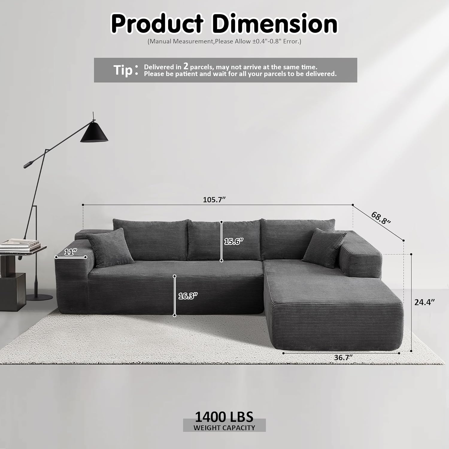 💝Today's Specials💝Minimalist L-Shape Couch Main image