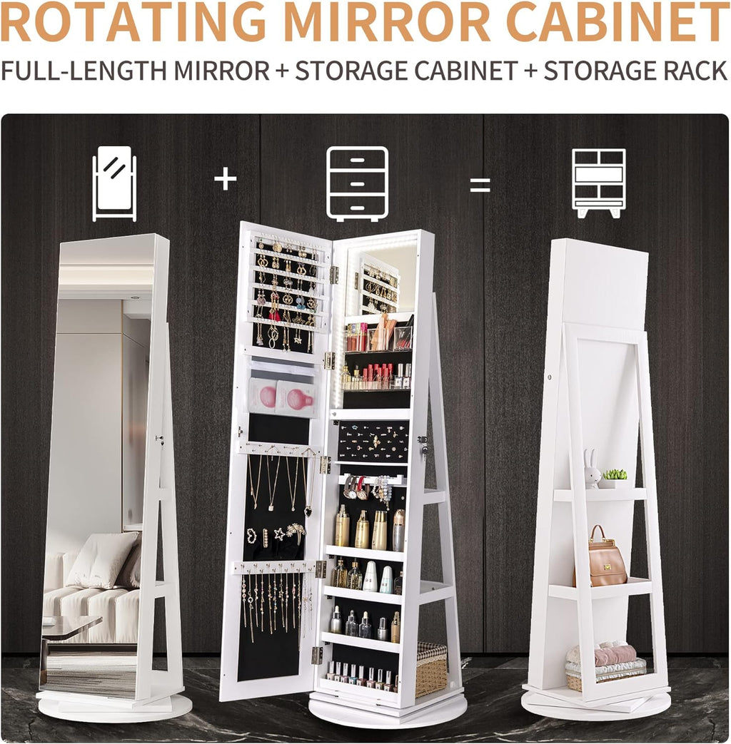 💝𝗧𝗼𝗱𝗮𝘆'𝘀 𝗦𝗽𝗲𝗰𝗶𝗮𝗹𝘀💝Buy 2 Get 2 Free💥Full Length Mirror Jewelry Armoire with LED Lights