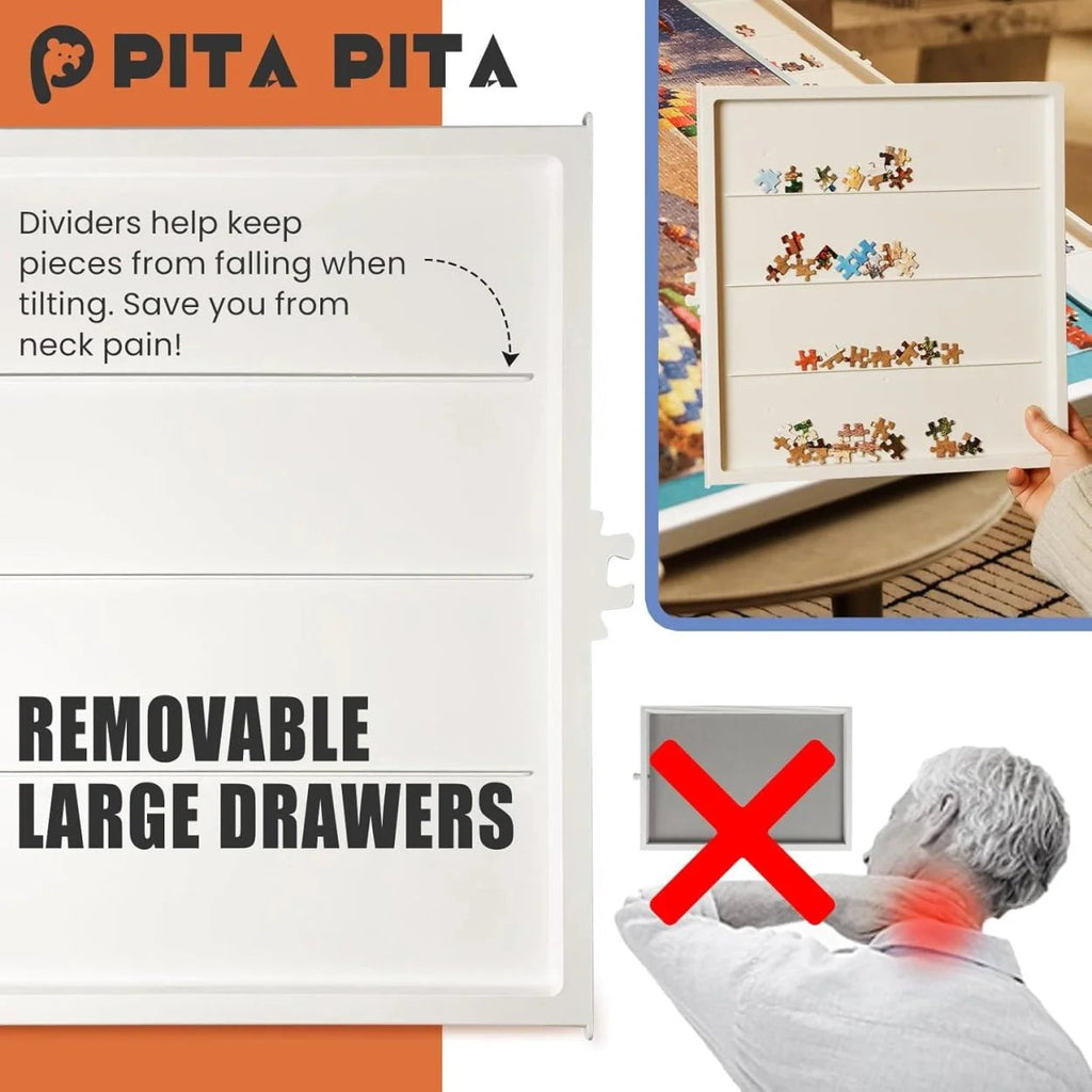 💥Clearance Sale🚀Rotating Puzzle Board with Drawers and Cover.Tilt&Lazy Susan