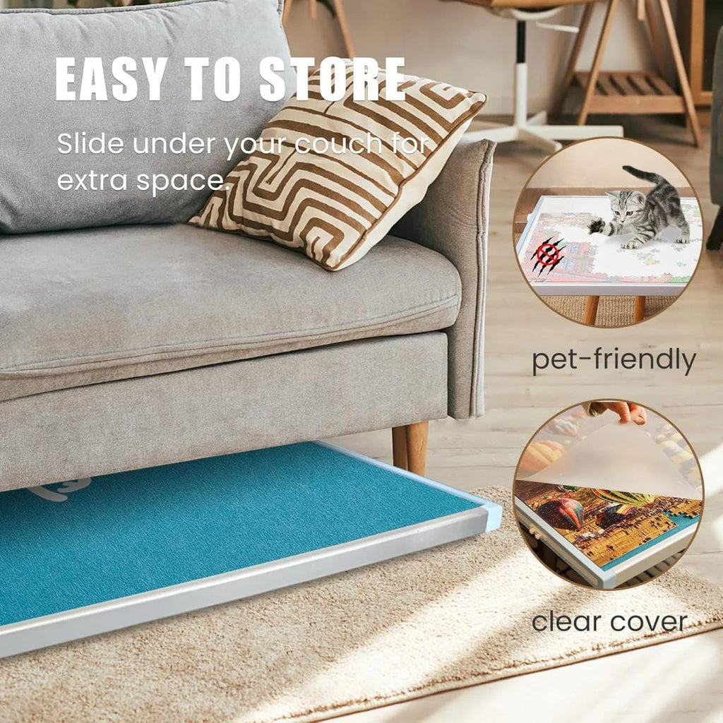 💥Clearance Sale🚀Rotating Puzzle Board with Drawers and Cover.Tilt&Lazy Susan