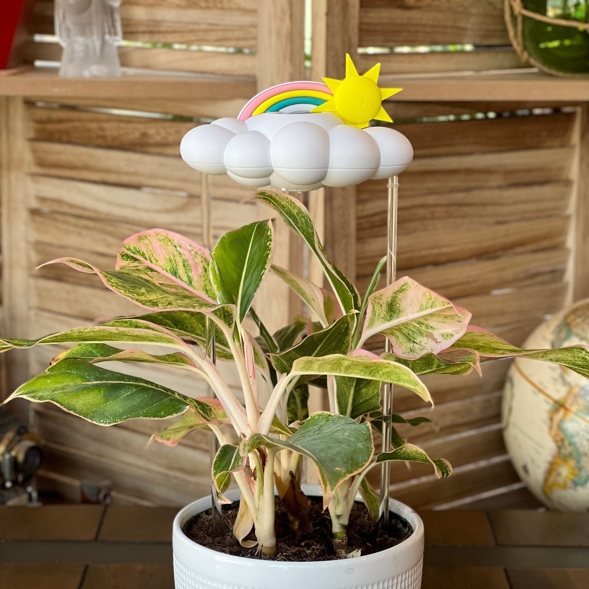 Original Dripping Rain Cloud for Plants with Sun and Pastel Rainbow Charms Main image