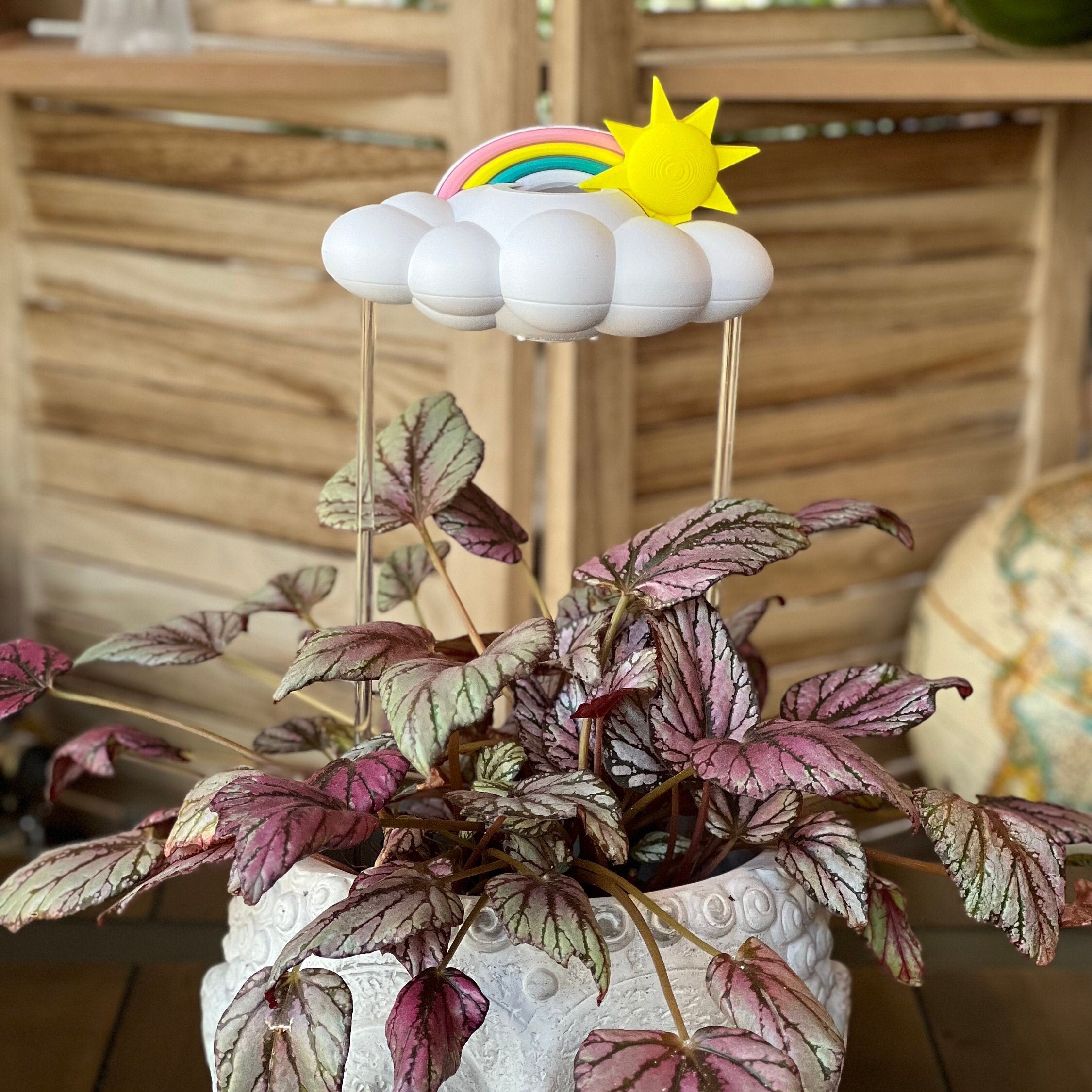 Original Dripping Rain Cloud for Plants with Sun and Pastel Rainbow Charms Secondary image