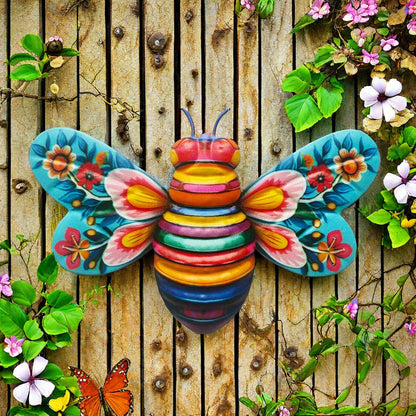 Iron Bee Art Sculpture Hanging Wall Decorations for Garden