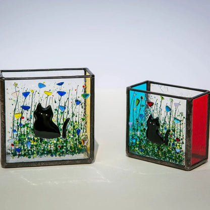Cats lover gift, Cute Glass Cat Vase